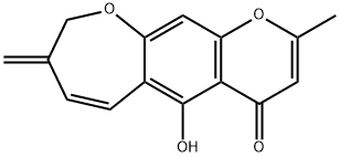 8,9-Dihydro-5-hydroxy-2-methyl-8-methylene-4H-pyrano[3,2-h][1]benzoxepin-4-one 结构式