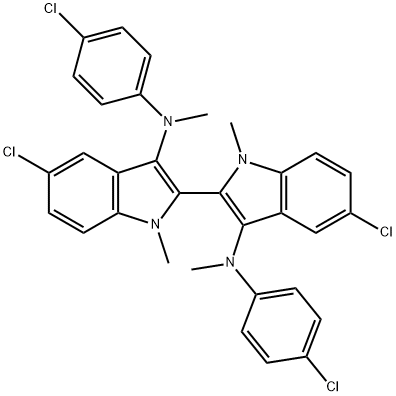 5,5'-DICHLORO-N3,N3'-BIS(4-CHLOROPHENYL)-N3,N3',1,1'-TETRAMETHYL-1H,1'H-2,2'-BIINDOLE-3,3'-DIAMINE 结构式