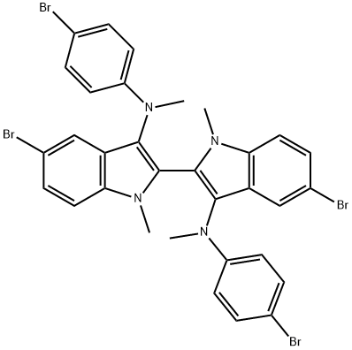 5,5'-DIBROMO-N3,N3'-BIS(4-BROMOPHENYL)-N3,N3',1,1'-TETRAMETHYL-1H,1'H-2,2'-BIINDOLE-3,3'-DIAMINE 结构式