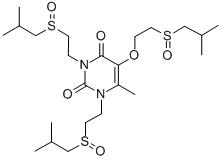 1,3-Bis(isobutylsulfinylethyl)-5-isobutylsulfinylethoxy-6-methyluracil 结构式