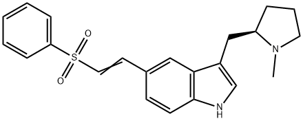 (R)-3-[(1-甲基-2-吡咯烷基)甲基]-5-[2-(苯磺酰基)乙烯基]-1H-吲哚 结构式