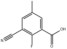 3-氰基-2-氟-5-甲基苯甲酸 结构式