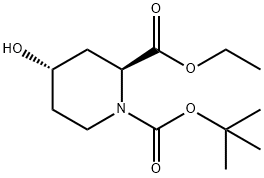 (2S,4S)-Ethyl 1-Boc-4-hydroxypiperidine-2-carboxylate 结构式