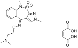 2H-Pyrazolo(3,4-c)(2,1)benzothiazepin-4(9H)-one, 9-dimethyl-, O-(2-(di methylamino)ethyl)oxime,10,10-dioxide, (Z)-2-butenedioate (1:1) 结构式