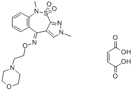 2H-Pyrazolo(3,4-c)(2,1)benzothiazepin-4(9H)-one, 2,9-dimethyl-, O-(2-( 4-morpholinyl)ethyl)oxime, 10,10-dioxide, (Z)-2-butenedioate (1:1) 结构式