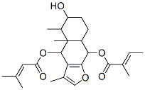 2-Methyl-2-butenoic acid 4,4a,5,6,7,8,8a,9-octahydro-6-hydroxy-3,4a,5-trimethyl-4-[(3-methyl-1-oxo-2-butenyl)oxy]naphtho[2,3-b]furan-9-yl ester 结构式