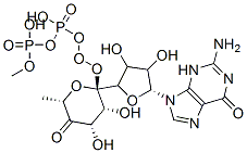 [(2S,3S,4R,5R)-5-(2-amino-6-oxo-3H-purin-9-yl)-3,4-dihydroxy-oxolan-2-yl]methoxy-[[(2R,3R,4S,6S)-3,4-dihydroxy-6-methyl-5-oxo-oxan-2-yl]oxy-hydroxy-phosphoryl]oxy-phosphinic acid 结构式