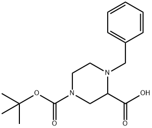 1-苄基-4-(叔丁氧羰基)哌嗪-2-羧酸 结构式