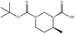 (3R,4S)-1-(叔丁氧羰基)-4-甲基哌啶-3-羧酸 结构式