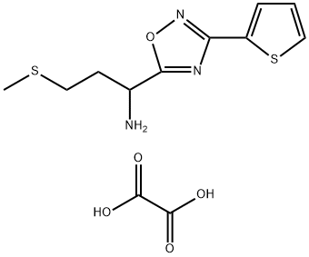 3-(METHYLTHIO)-1-(3-(THIOPHEN-2-YL)-1,2,4-OXADIAZOL-5-YL)PROPAN-1-AMINE OXALATE 结构式