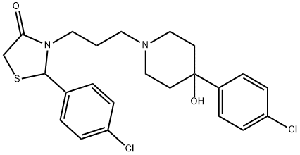 2-(4-Chlorophenyl)-3-(3-(4-(4-chlorophenyl)-4-hydroxy-1-piperidinyl)pr opyl)-4-thiazolidinone 结构式