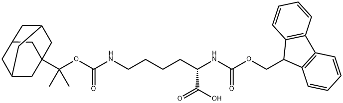 N2-[(9H-芴-9-基甲氧基)羰基]-N6-[(1-甲基-1-金刚烷基乙氧基)羰基]-L-赖氨酸 结构式