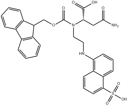 N2-[芴甲氧羰基]-N-[2-[(5-磺基-1-萘基)氨基]乙基]-L-天冬氨酰胺 结构式