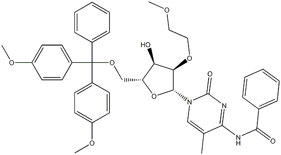 N-苯甲酰基-2'-O-甲氧基乙基-5-O-二甲氧基三苯甲基-5-甲基胞苷 结构式