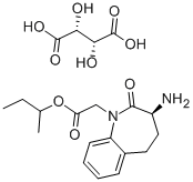 (3S)-3-氨基-2,3,4,5-四氢-2-氧代-1H-1-苯并氮杂卓-1-乙酸叔丁酯L-(+酒石酸盐(1:1) 结构式