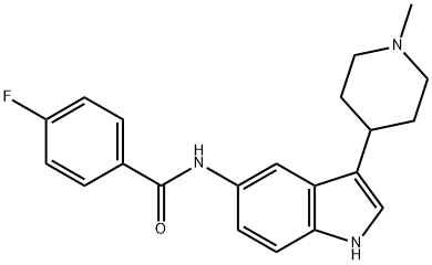 4-氟-N-(3-(1-甲基哌啶-4-基)-1H-吲哚-5-基)苯甲酰胺盐酸盐 结构式