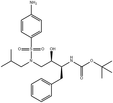 [(1S,2R)-1-苄基-2-羟基-3-[异丁基-[(4-氨基苯基)磺酰基]氨基] 丙基]氨基甲酸叔丁酯 结构式