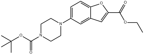 5-(4-叔丁氧羰基-哌嗪-1-基)苯并呋喃-2-甲酸乙酯 结构式