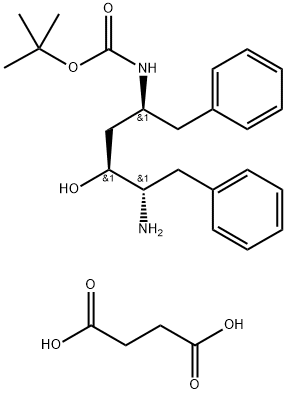 (2S,3S,5S)-5-叔丁氧基甲酰氨基-2-氨基-3-羟基-1,6-二苯基己烷琥珀酸盐 结构式