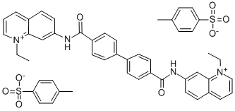 7,7'-(4,4'-Biphenylylenebis(carbonylimino))bis(1-ethylquinolinium) di-p-toluenesulfonate 结构式