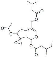 3-Methylvaleric acid 6-acetyloxy-4a,5,6,7a-tetrahydro-4-[(3-methyl-1-oxobutoxy)methyl]spiro[cyclopenta[c]pyran-7(1H),2'-oxiran]-1-yl ester 结构式