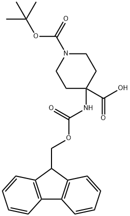 1-(N-BOC)-4-(N-FMOC-氨基)-4-哌啶甲酸 结构式