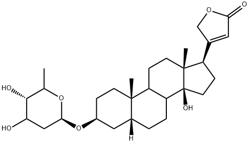 (5beta)-3beta-[(2,6-dideoxy-beta-D-ribo-hexopyranosyl)oxy]-14-hydroxycard-20(22)-enolide 结构式