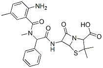 4-Thia-1-azabicyclo[3.2.0]heptane-2-carboxylicacid,6-[2-(6-amino-N-methyl-m-toluamido)-2-phenylacetamido]-3,3-dimethyl-7-oxo-,DL-(8CI) 结构式