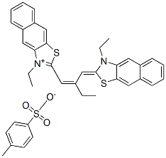3-ethyl-2-[2-[(3-ethylnaphtho[2,3-d]thiazolin-2-ylidene)methyl]-1-butenyl]naphtho[2,3-d]thiazolium p-toluenesulphonate  结构式