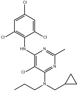 5-CHLORO-N-(CYCLOPROPYLMETHYL)-2-METHYL-N-PROPYL-N'-(2,4,6-TRICHLOROPHENYL)-4,6-PYRIMIDINEDIAMINE HYDROCHLORIDE 结构式