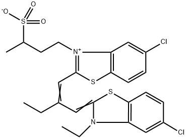 5-氯基-2-[2-[[5-氯代-3-乙基-2(3H)-苯并噻唑亚基]甲基]-1-丁烯基]3-(3-磺丁基)苯并噻唑-内盐 结构式