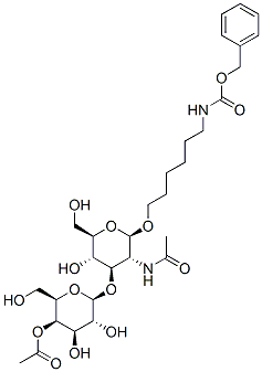 Carbamic acid, 6-2-(acetylamino)-3-O-(4-O-acetyl-.beta.-D-galactopyranosyl)-2-deoxy-.beta.-D-glucopyranosyloxyhexyl-, phenylmethyl ester 结构式
