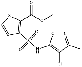 3-[[(4-氯-3-甲基-5-异恶唑基)氨基]磺酰基]-2-噻吩羧酸甲酯 结构式