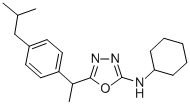 N-cyclohexyl-5-[1-[4-(2-methylpropyl)phenyl]ethyl]-1,3,4-oxadiazol-2-a mine 结构式