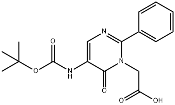 2-(5-((叔丁氧基羰基)氨基)-6-氧代-2-苯基嘧啶-1(6H)-基)乙酸 结构式