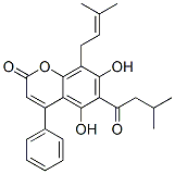 4-Phenyl-5,7-dihydroxy-6-(3-methylbutanoyl)-8-(3-methyl-2-butenyl)-2H-1-benzopyran-2-one 结构式