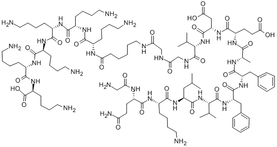 GLY-AMYLOID BETA-PROTEIN (15-25)-GLY-EPSILON-AMINOCAPROYL(-LYS)6 结构式