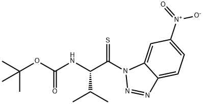 [(1S)-2-甲基-1-[(6-硝基-1H-苯并三唑-1-基)硫酮甲基]丙基]氨基甲酸叔丁酯 结构式