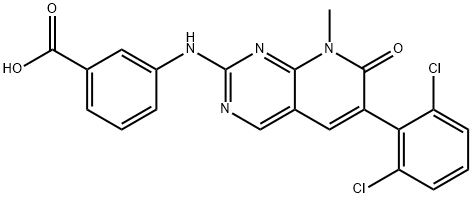 3-[[6-(2,6-二氯苯基)-7,8-二氢-8-甲基-7-氧代吡啶并[2,3-D]嘧啶-2-基]氨基]苯甲酸 结构式