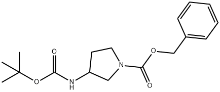 3-叔丁氧羰基氨基吡咯烷-1-甲酸苄酯 结构式
