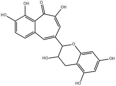 8-[(3,4-Dihydro-3,5,7-trihydroxy-2H-1-benzopyran)-2-yl]-3,4,6-trihydroxy-5H-benzocyclohepten-5-one 结构式