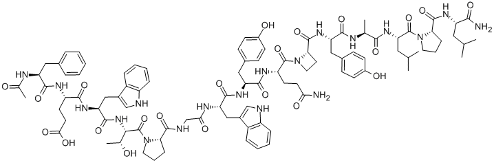 AC-PHE-GLU-TRP-THR-PRO-GLY-TRP-TYR-GLN-L-AZETIDINE-2-CARBONYL-TYR-ALA-LEU-PRO-LEU-NH2 结构式