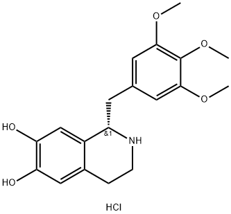(S)-1,2,3,4-四氢-1-[(3,4,5-三甲氧基苯基)甲基]-6,7-异喹啉二醇盐酸盐 结构式