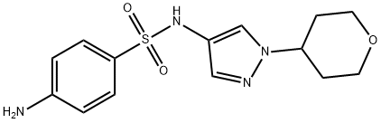 4-Amino-N-(1-tetrahydro-2H-pyran-4-yl-1H-pyrazol-4-yl)benzenesulfonamide 结构式