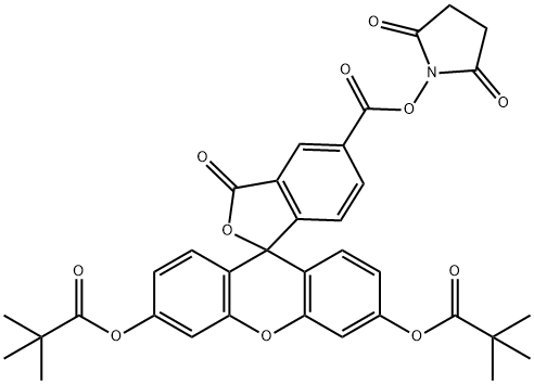 5-CARBOXYFLUORESCEIN DIPIVALATE N-HYDROXYSUCCINIMIDE ESTER 结构式