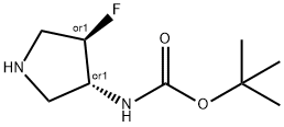 N-[反式-4-氟吡咯烷-3-基]氨基甲酸叔丁酯 结构式