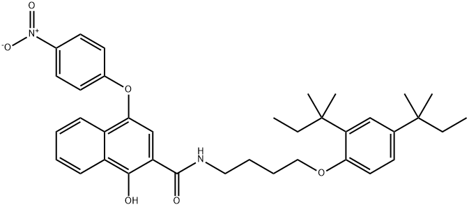 N-[4-(2,4-di-tert-pentylphenoxy)butyl]-1-hydroxy-4-(p-nitrophenoxy)-2-naphthoamide 结构式