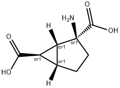Bicyclo[3.1.0]hexane-2,6-dicarboxylic acid, 2-amino-, (1-alpha-,2-alpha-,5-alpha-,6-alpha-)- (9CI) 结构式
