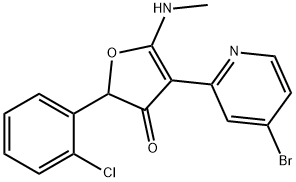3(2H)-Furanone,  4-(4-bromo-2-pyridinyl)-2-(2-chlorophenyl)-5-(methylamino)- 结构式