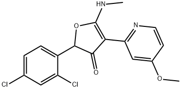 3(2H)-Furanone,  2-(2,4-dichlorophenyl)-4-(4-methoxy-2-pyridinyl)-5-(methylamino)- 结构式